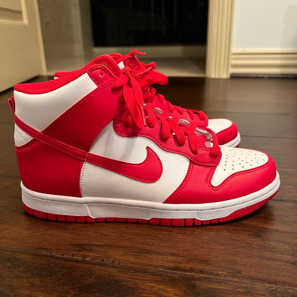 nike dunk high championship white and red